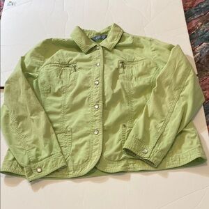 Cute Timeless Light Green Koret Pearl Snap Jacket EUC